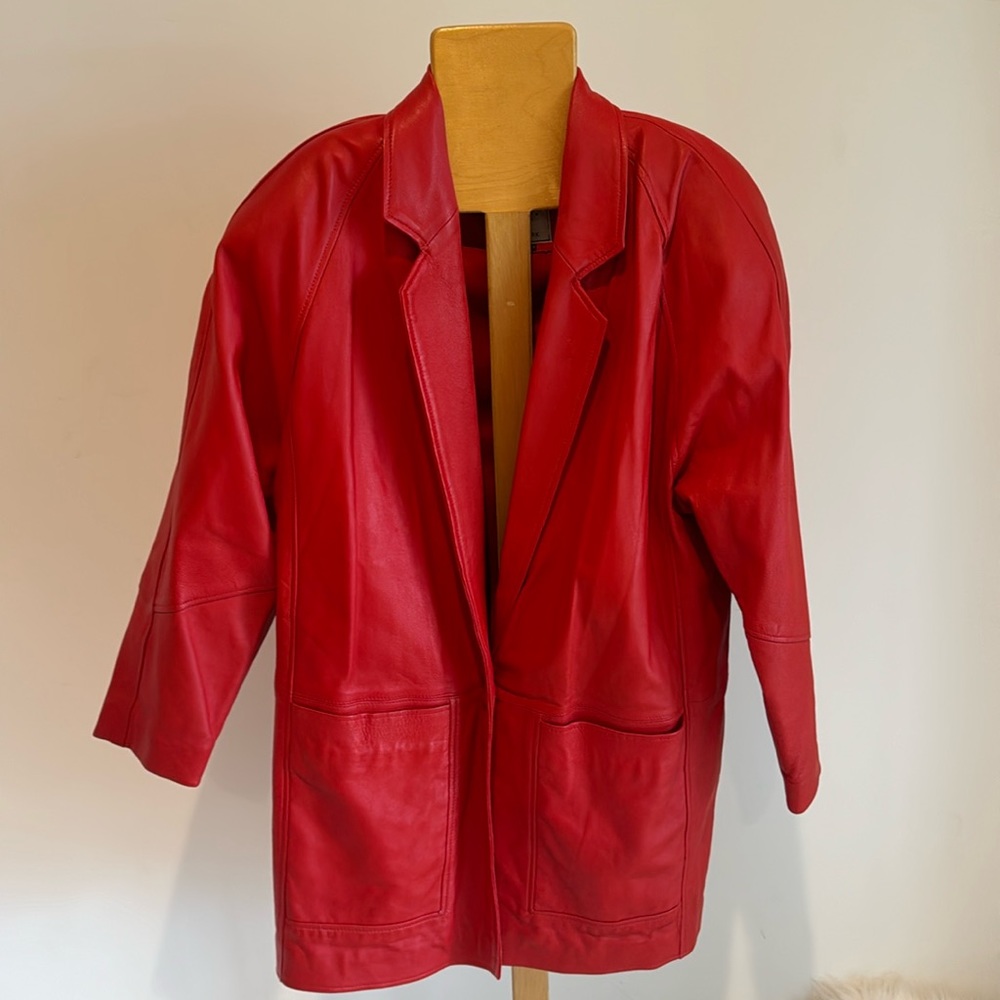Women's Red Leather Vintage Jacket